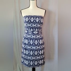 Banana Republic strapless blue & white ikat dress Size 6